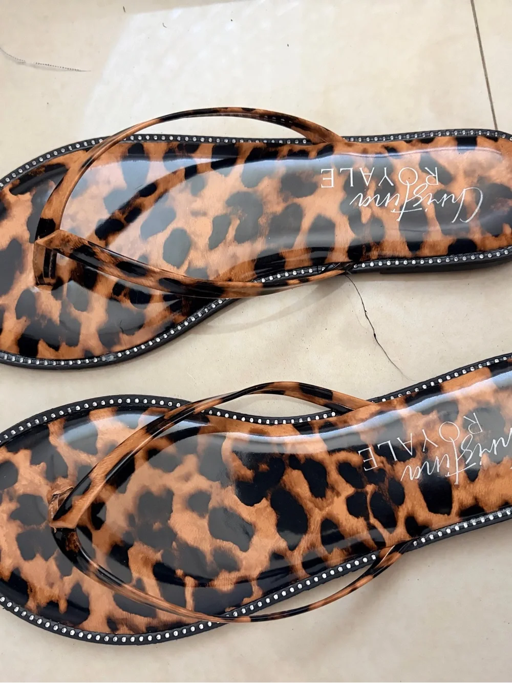 Leopard Print Jelly Sandals - Brown/Black